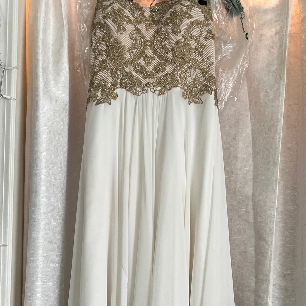 White and gold prom or wedding dress